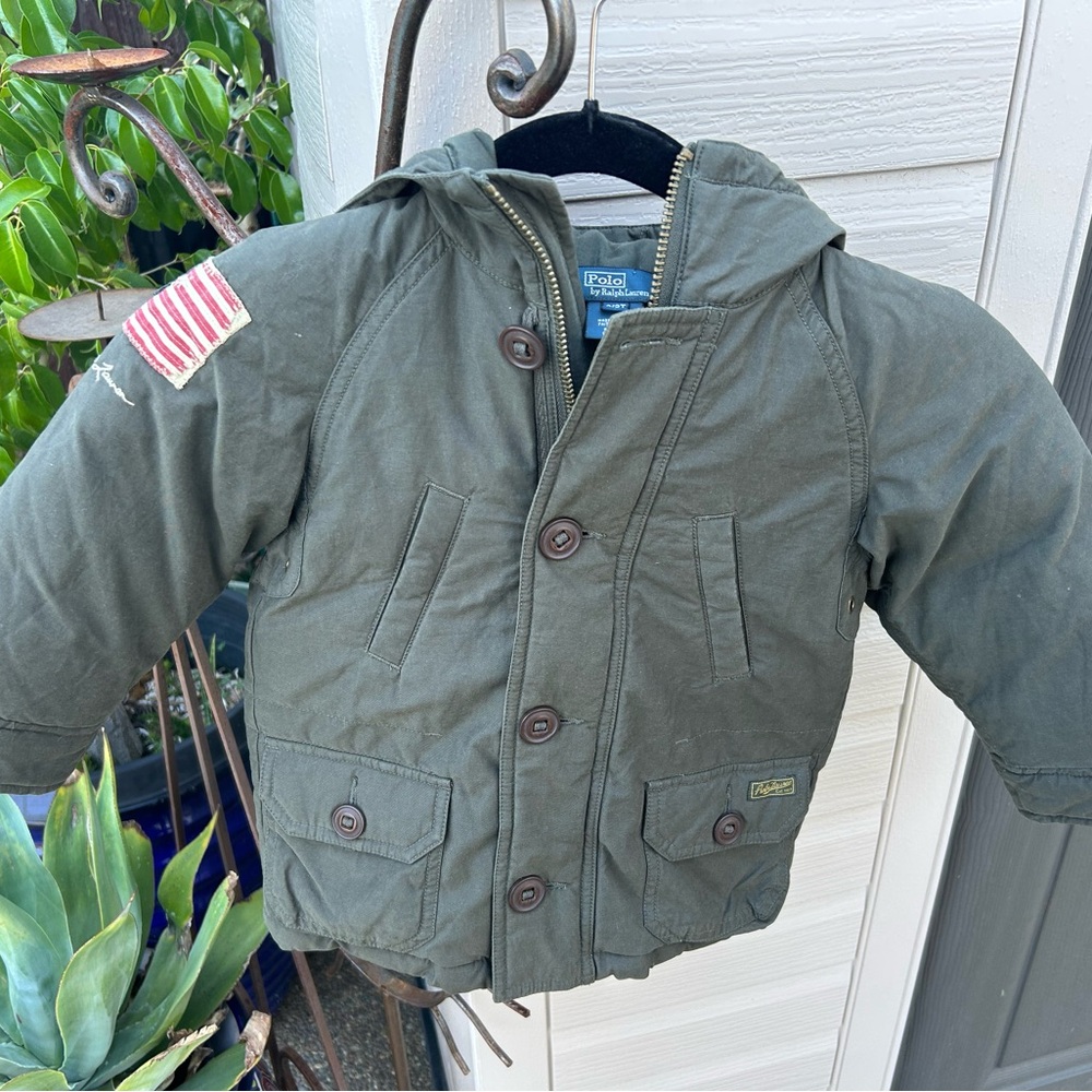 Ralph Lauren Kids Olive Green Puffer Jacket